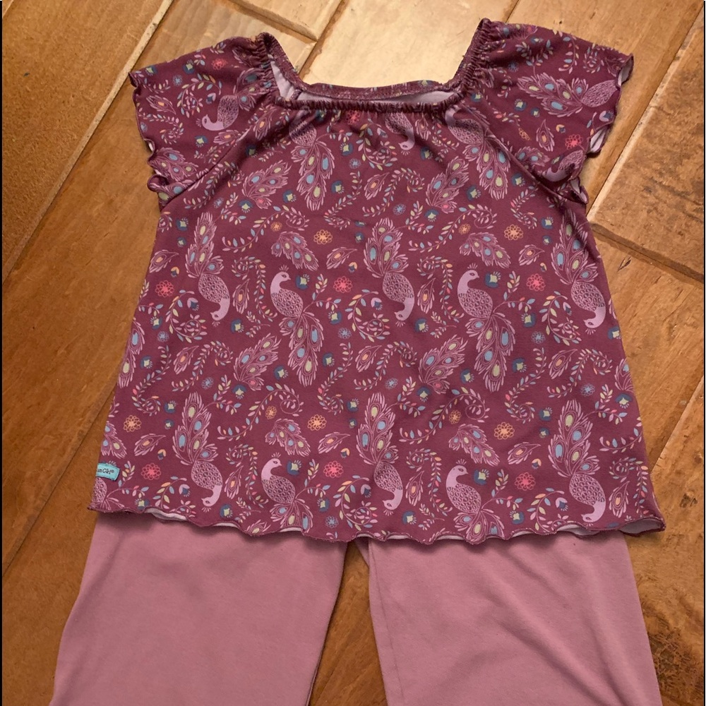 American Girl Purple Peacock Pajama Set Size XS